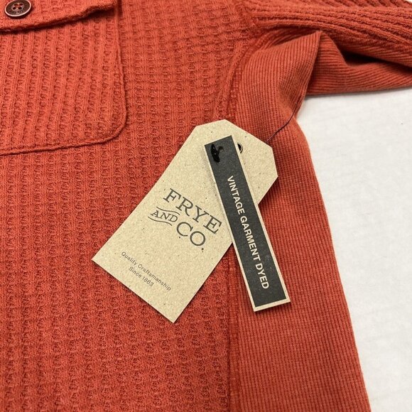 Fyre & Co Womens XL Thermal Button Down Shirt Rust Distressed Western Outdoor - Picture 5 of 11